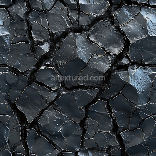 Preview — Seamless 3D PBR Cracked Dark Painted Surface Texture with Jagged Fractures