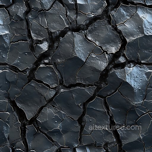 Cracked Dark Painted Surface Texture with Jagged Fractures seamless Cracked & Holes PBR texture