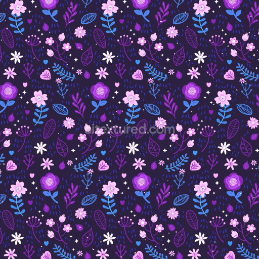 Seamless 3D PBR Purple Flower Pattern Fabric Texture with Floral Design