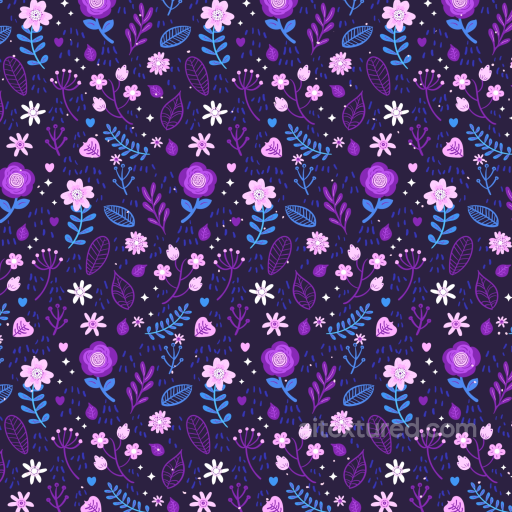 Purple Flower Pattern Fabric Texture with Floral Design seamless Purple Flower PBR texture