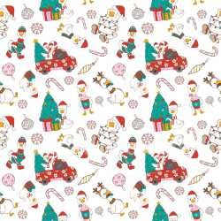 Pattern Bundle - Seamless 3D Pattern PBR Texture with Whimsical Christmas Holiday Motifs on White texture preview