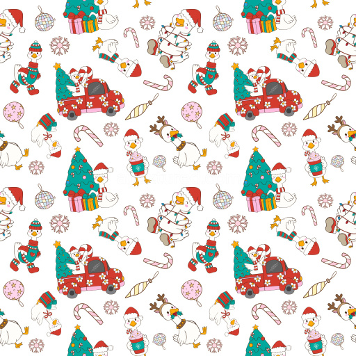 Pattern Bundle - Seamless 3D Pattern PBR Texture with Whimsical Christmas Holiday Motifs on White texture preview