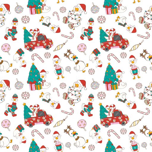Pattern PBR Texture with Whimsical Christmas Holiday Motifs on White seamless Pattern Bundle PBR texture