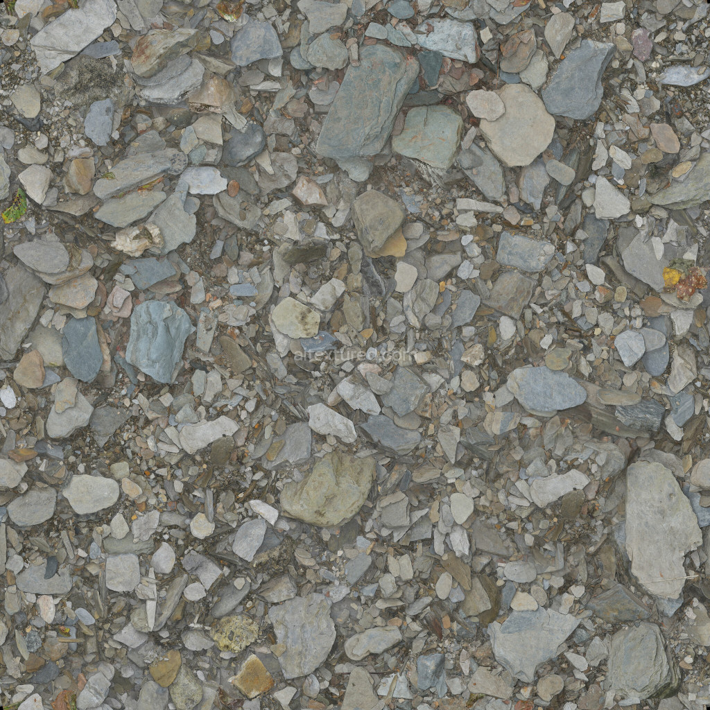 Seamless PBR rocks texture with a variety of stones
