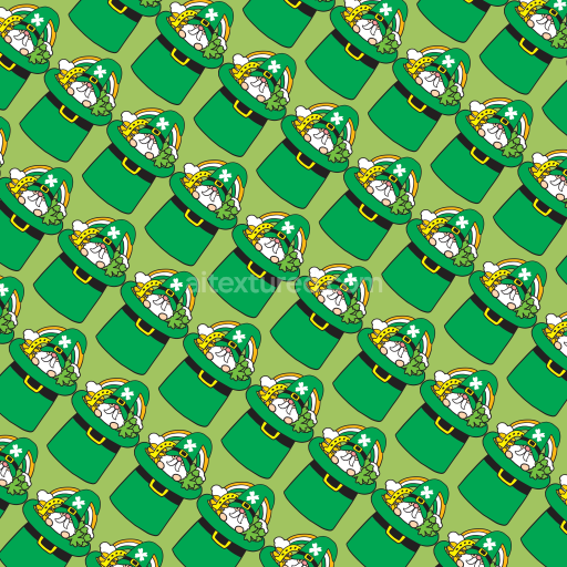 Seamless 3D PBR Texture Featuring Cartoon St Patrick Hats on Green Background