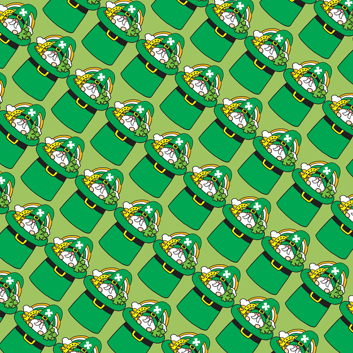 Featuring Cartoon St Patrick Hats on Green Background seamless PBR texture preview
