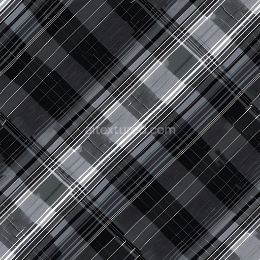 Seamless 3D PBR Texture of Black, Gray, and White Plaid Fabric Pattern