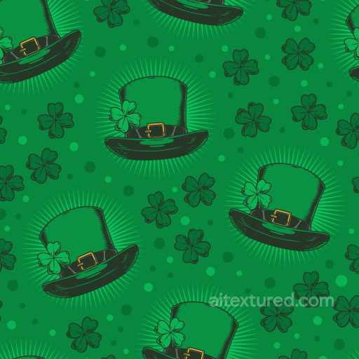 St Patrick Digital Paper Bundle Texture of Green St Patrick’s Hat and Shamrocks Pattern seamless St patrick digital paper bundle PBR texture