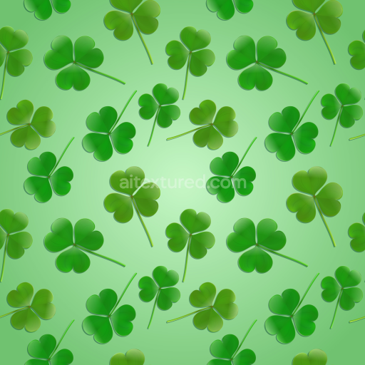 Seamless 3D PBR Texture of Green Shamrock Leaves on Gradient Background