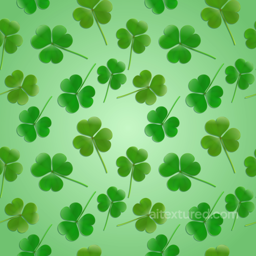 St Patrick Texture of Green Shamrock Leaves on Gradient Background seamless St patrick PBR texture