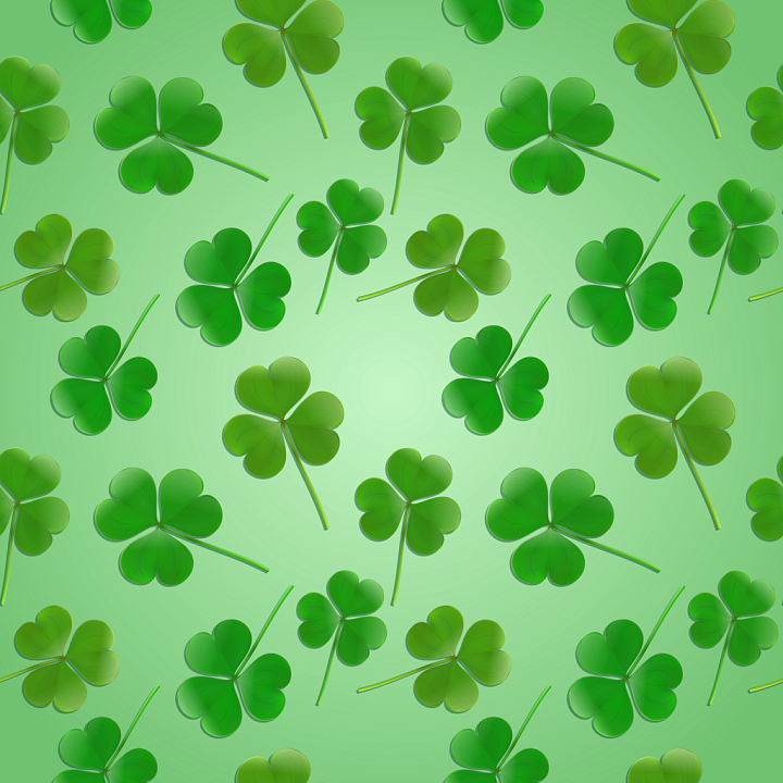 St Patrick of Green Shamrock Leaves on Gradient Background seamless PBR texture preview