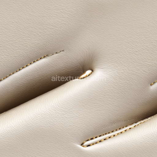 Seamless 3D PBR Cream Leather Upholstery Texture with Fine Grain and Elegant Stitching