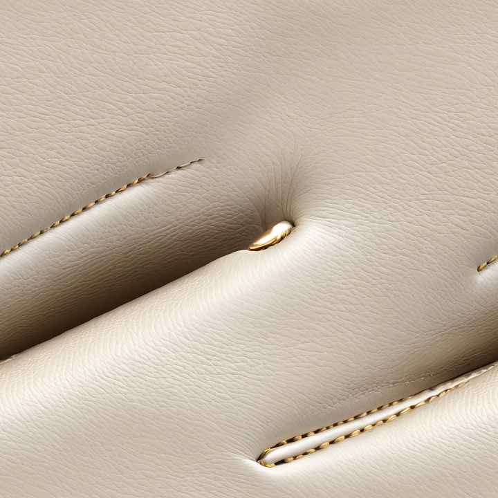 Cream Leather Upholstery with Fine Grain and Elegant Stitching seamless PBR texture preview