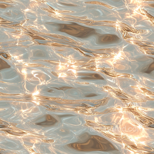 Water PBR Texture Featuring Sunlit Shimmering Surface with Warm Golden Highlights seamless Water PBR texture