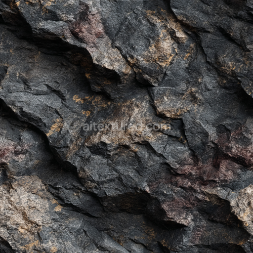 Seamless 3D PBR Texture of Rough Rocky Cliff Wall with Dark and Earthy Tones