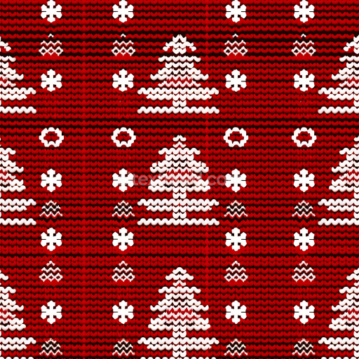 Seamless 3D PBR Red and White Knitted Christmas Tree Fabric Texture