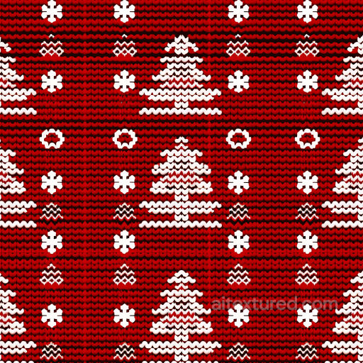 Red and White Knitted Christmas Tree Fabric Texture seamless All Christmas Digital paper PBR texture