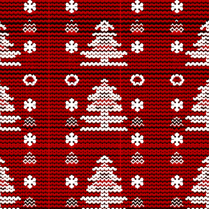 Knitted Christmas Sweater with Red and White Holiday Motifs seamless PBR texture preview