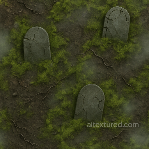 Halloween - Graveyard Soil With Moss Green And Foggy Mist Accents texture preview