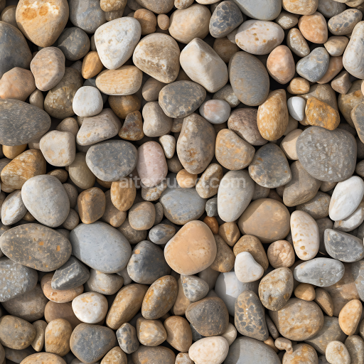Seamless 3D Stone Pebbles PBR Texture with Smooth Rounded Shapes and Earthy Tones