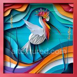 seamless Seamless 3D PBR Texture Featuring Origami Style Avocet Bird with Vibrant Multicolor Layers texture 8k free download PBR