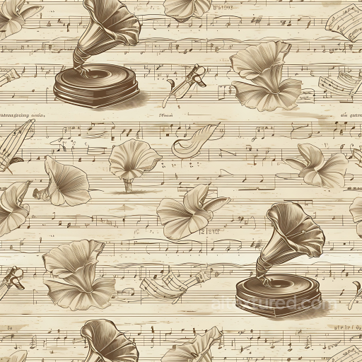 Featuring Vintage Music Sheets and Gramophones seamless Vintage Scrapbook PBR texture