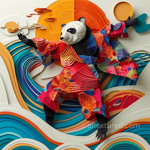 Animal - Seamless 3D PBR Texture Featuring Colorful Layered Panda Fur and Origami Style texture preview