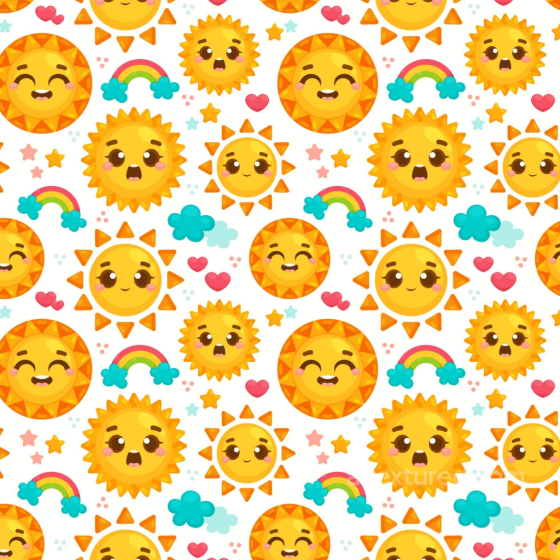 With Colorful Happy Sun Faces And Rainbow Icons Happy Face pattern texture preview