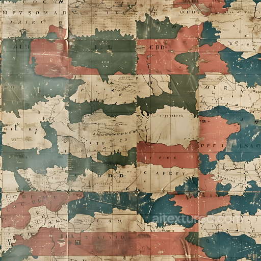 Vintage Map Camouflage PBR Texture with Distressed Painted Metal Effect seamless Color Camouflage PBR texture