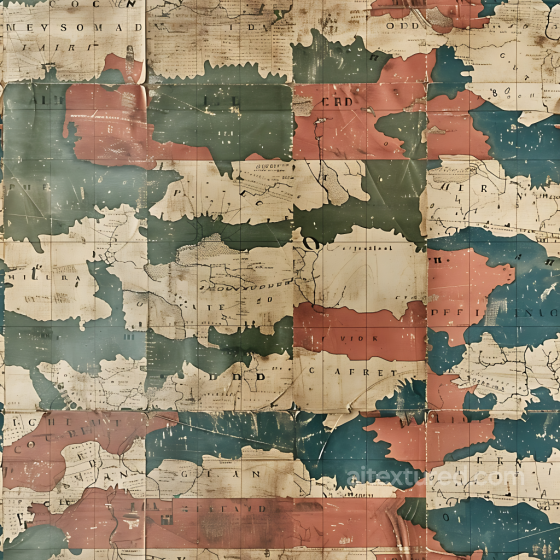 Vintage Map Camouflage PBR Texture with Distressed Painted Metal Effect Color Camouflage texture preview