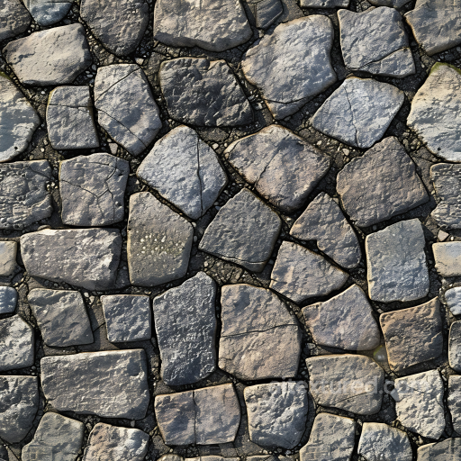 Worn Stone Pavement PBR Texture with Cracks and Mossy Details seamless Stone PBR texture