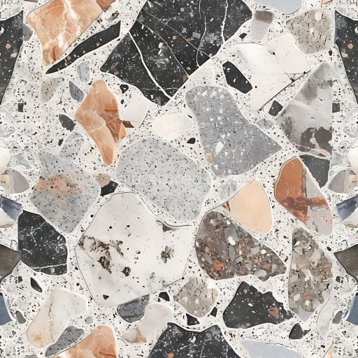 Seamless 3D Terrazzo Stone Floor PBR Texture with Multicolor Chips