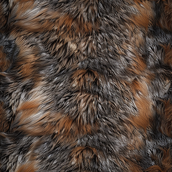 Realistic Mixed Brown and Black Fur Leather seamless PBR texture preview