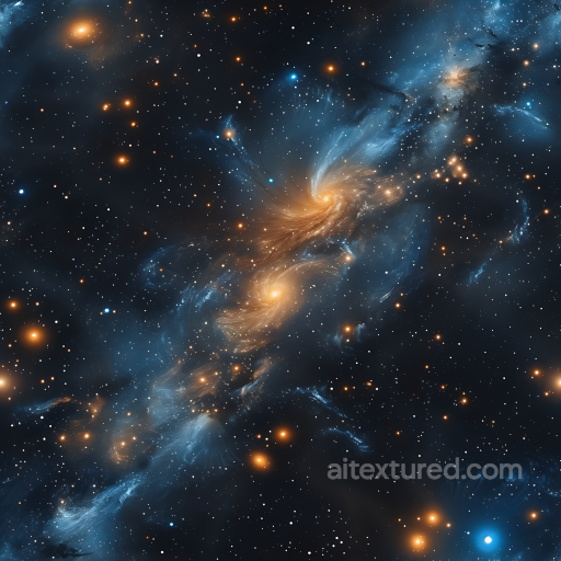 Space Texture Featuring Swirling Spiral Galaxies and Star Clusters seamless Star, space, planets PBR texture