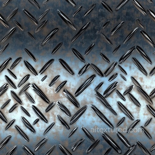 Diamond Plate Steel Texture with Rust and Wear seamless Metal PBR texture