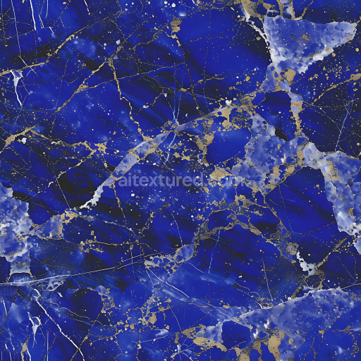 Seamless 3D Lapis Lazuli Marble PBR Texture Featuring Deep Blue and Gold Veined Pattern