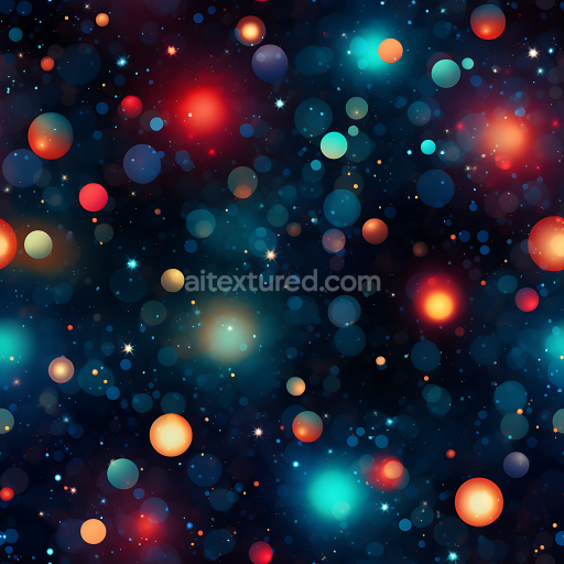 Seamless 3D Space PBR Texture Featuring Colorful Orb Nebula and Starfield