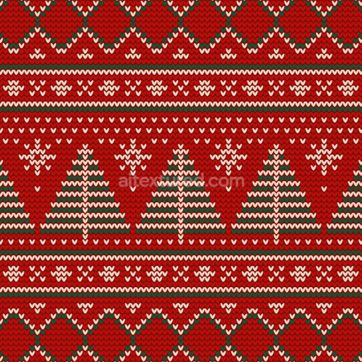 Seamless 3D PBR Knit Christmas Fabric Texture with Trees & Snowflakes