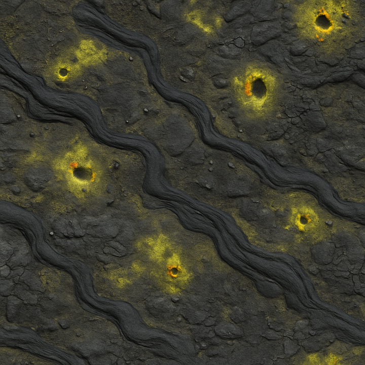 Volcanic Plains With Lava Tubes And Sulfur Vents Detail seamless PBR texture preview