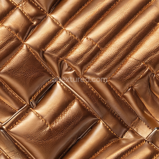 Seamless 3D Quilted Brown Leather PBR Texture with Detailed Stitching and Padded Panels