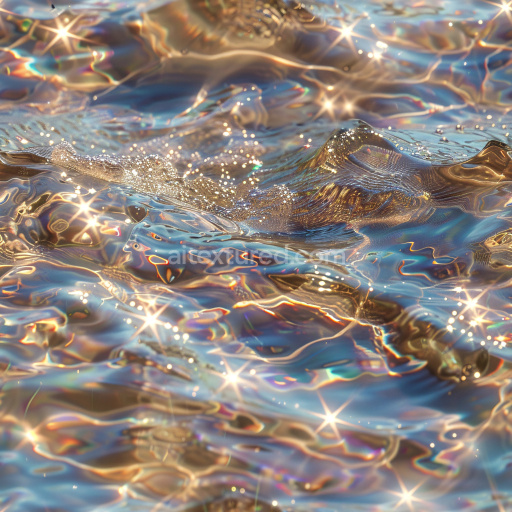 Seamless 3D PBR Texture of Iridescent Glossy Liquid Surface with Sparkling Highlights