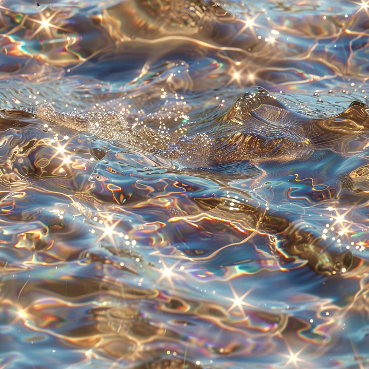Iridescent Glossy Liquid Surface with Sparkling Highlights seamless PBR texture preview