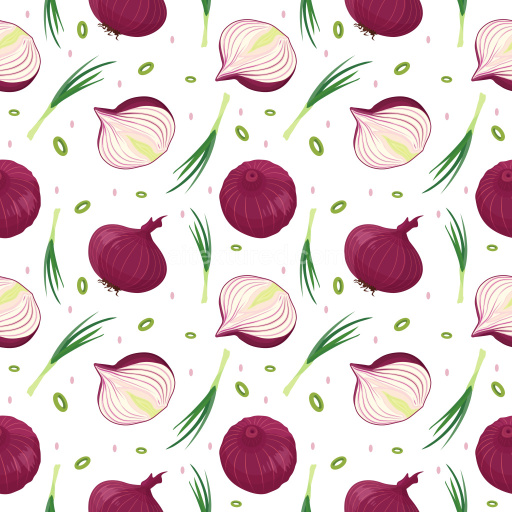 Pattern Bundle - Seamless 3D Pattern PBR Texture with Red Onion Motifs and Fresh Green Sprigs texture preview