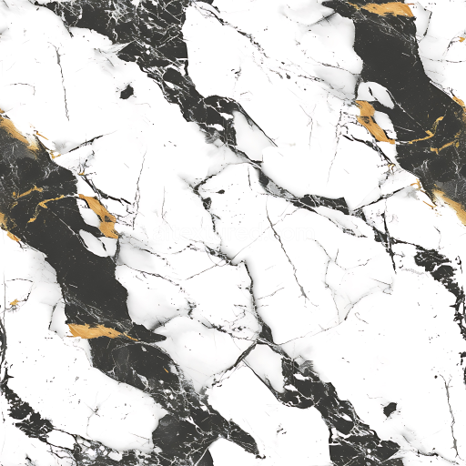 Seamless 3D Black and White Marble PBR Texture with Gold Veining and Matte Finish