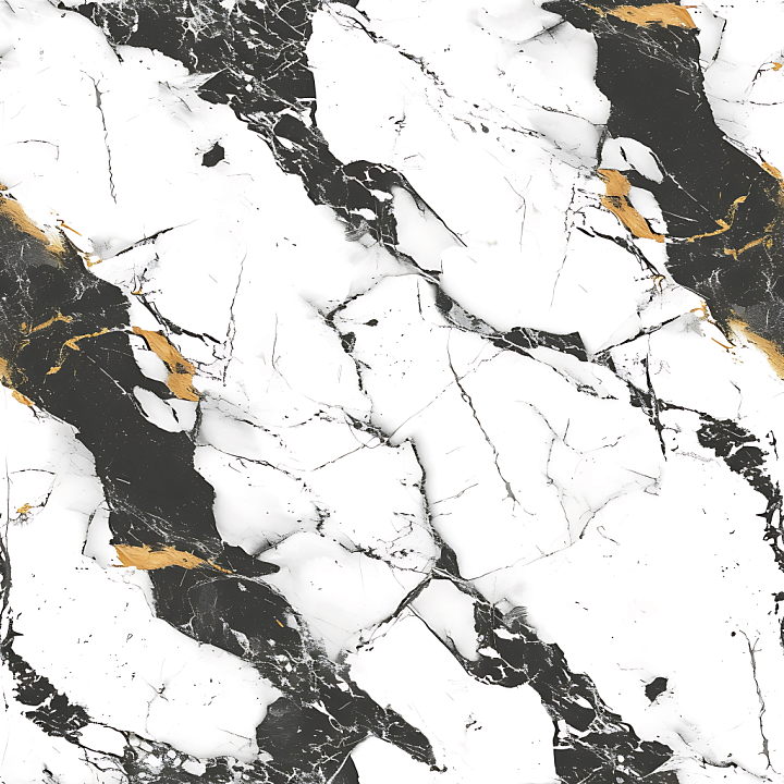 Black and White Marble with Gold Veining and Matte Finish seamless PBR texture preview