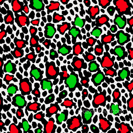 Leopard Print Fabric Texture in Red, Green & Black seamless Leopard Print PBR texture