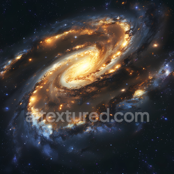 seamless Seamless 3D PBR Spiral Galaxy Space Texture with Bright Yellow-Orange Core and Star Clusters texture 8k free download PBR
