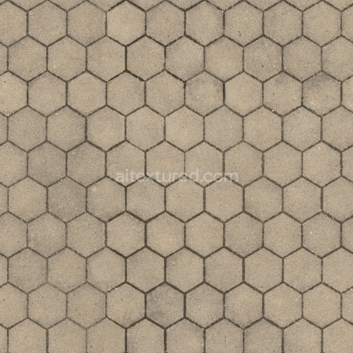 Hexagonal Concrete Paving — Bricks Pavement Paving Outdoor Floor Concrete — PBR seamless 3D texture