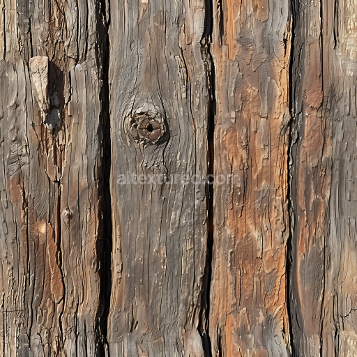 Preview — Seamless 3D PBR Texture of Weathered Hardwood Planks with Deep Cracks and Knots