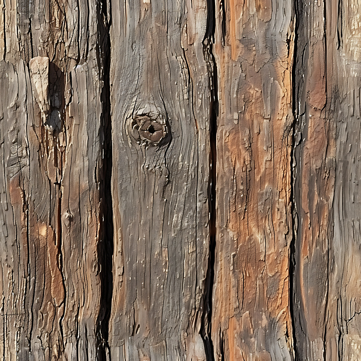 Wood of Weathered Hardwood Planks with Deep Cracks and Knots seamless PBR texture preview